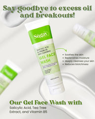 say goodbye to excess oil and breakouts, SUGAV Salicylic Acid Gel Face Wash with Vitamin b5 and tea tree extract is here